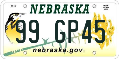 NE license plate 99GP45