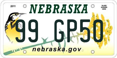 NE license plate 99GP50