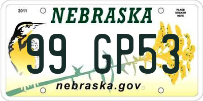 NE license plate 99GP53