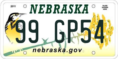 NE license plate 99GP54