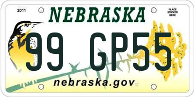 NE license plate 99GP55