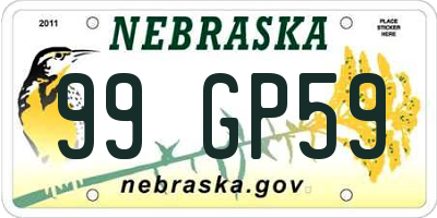 NE license plate 99GP59