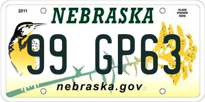 NE license plate 99GP63