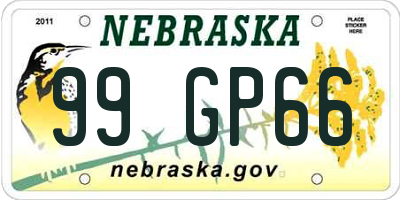 NE license plate 99GP66