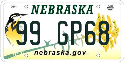 NE license plate 99GP68
