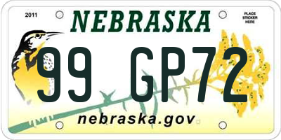 NE license plate 99GP72