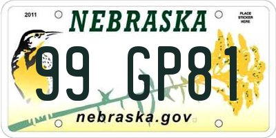 NE license plate 99GP81
