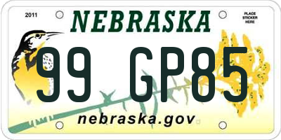 NE license plate 99GP85