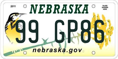NE license plate 99GP86