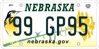 NE license plate 99GP95
