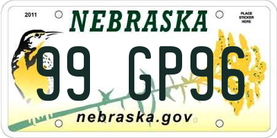 NE license plate 99GP96