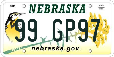 NE license plate 99GP97