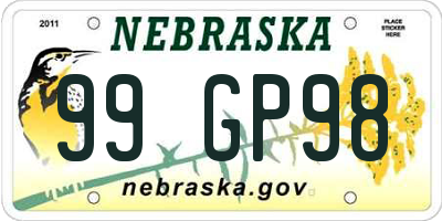 NE license plate 99GP98