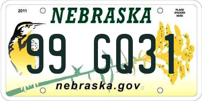NE license plate 99GQ31