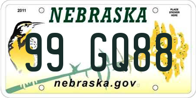 NE license plate 99GQ88