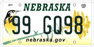 NE license plate 99GQ98