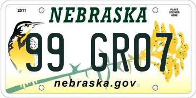NE license plate 99GR07