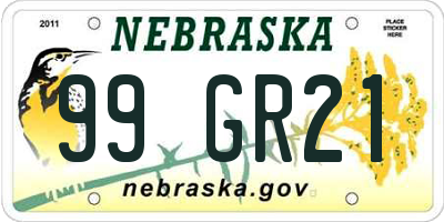 NE license plate 99GR21