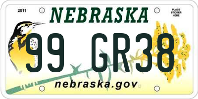 NE license plate 99GR38