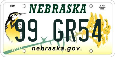 NE license plate 99GR54