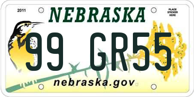 NE license plate 99GR55