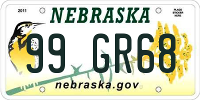 NE license plate 99GR68
