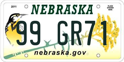 NE license plate 99GR71