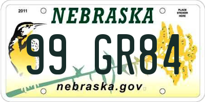 NE license plate 99GR84