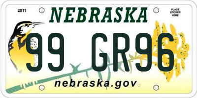 NE license plate 99GR96
