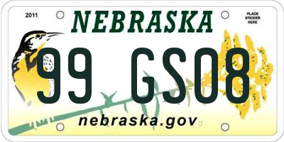 NE license plate 99GS08