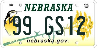 NE license plate 99GS12