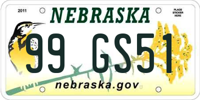 NE license plate 99GS51