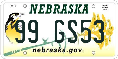 NE license plate 99GS53
