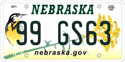 NE license plate 99GS63