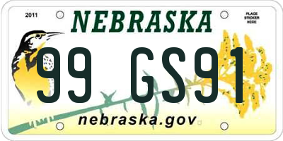 NE license plate 99GS91
