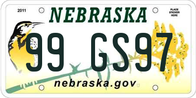 NE license plate 99GS97