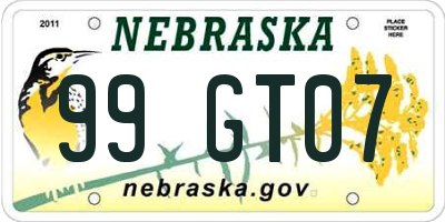NE license plate 99GT07