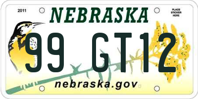 NE license plate 99GT12