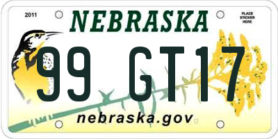 NE license plate 99GT17