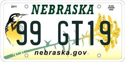 NE license plate 99GT19