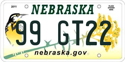 NE license plate 99GT22