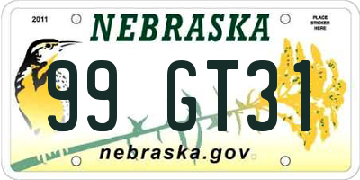 NE license plate 99GT31