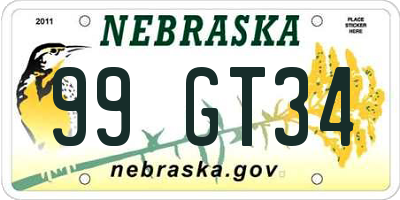 NE license plate 99GT34
