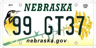 NE license plate 99GT37