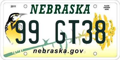 NE license plate 99GT38