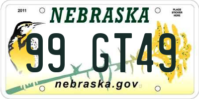 NE license plate 99GT49