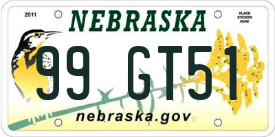 NE license plate 99GT51