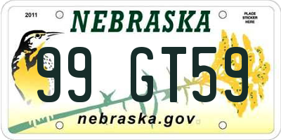 NE license plate 99GT59
