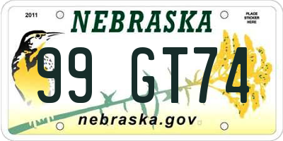 NE license plate 99GT74
