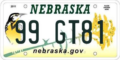 NE license plate 99GT81